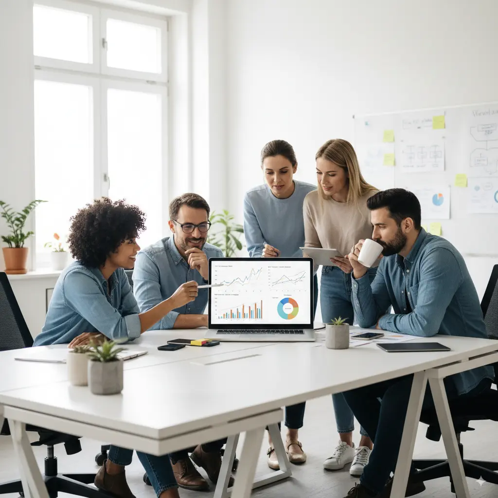 b2b-lead-generation-strategy-team The expert team at Cheap Lead Generation collaborating on a data-driven strategy for B2B lead generation.
